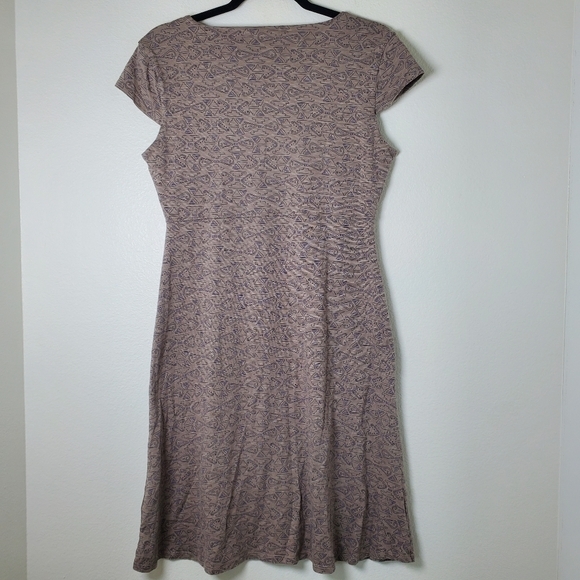 Toad & Co Women's Rosemarie‎ Gray Patterned V-Neck Cap Sleeve Stretch Knit Dress - Picture 9 of 11